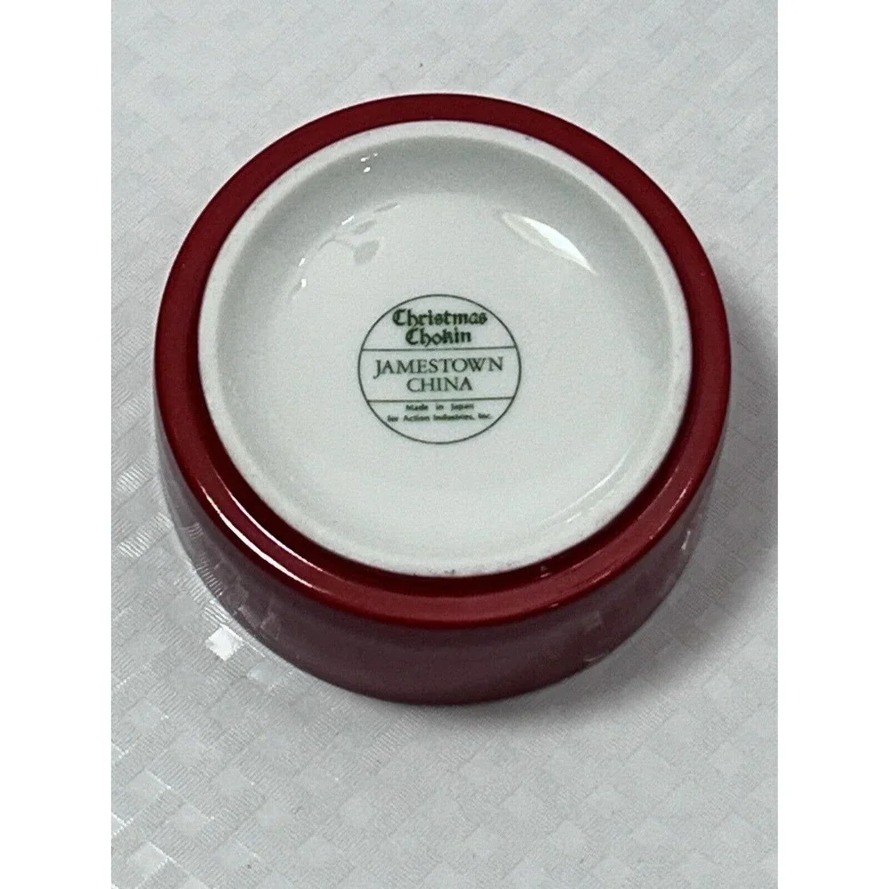Chokin Poinsettias Trinket Dish Jamestown China With Gold Rim‎ Christmas